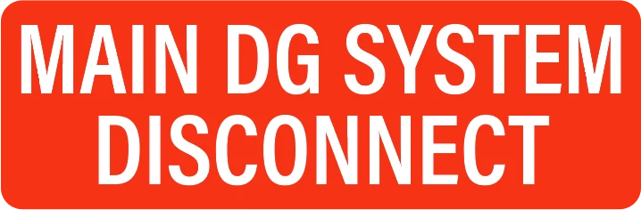OLL-SOL-004: MAIN DG SYSTEM DISCONNECT, white text on red lamacoid