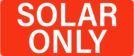 OLL-SOL-015: SOLAR ONLY, white text on red lamacoid